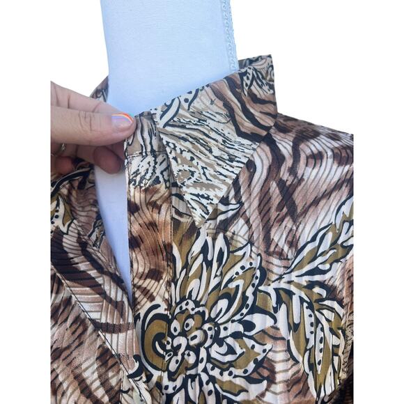 Sere Nade New York Women's Vintage Secretary Blouse Crinkle Pleated Floral XL - Picture 5 of 7